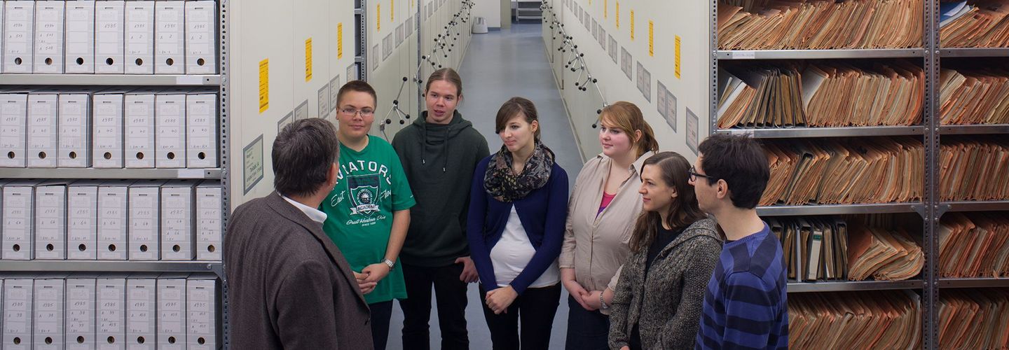 A group of Pupils in the Stasi Archive in Berlin.