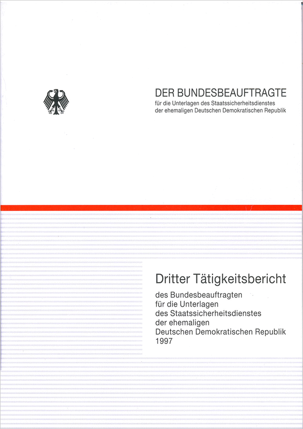 Titelblatt des dritten Tätigkeitsberichts des BStU